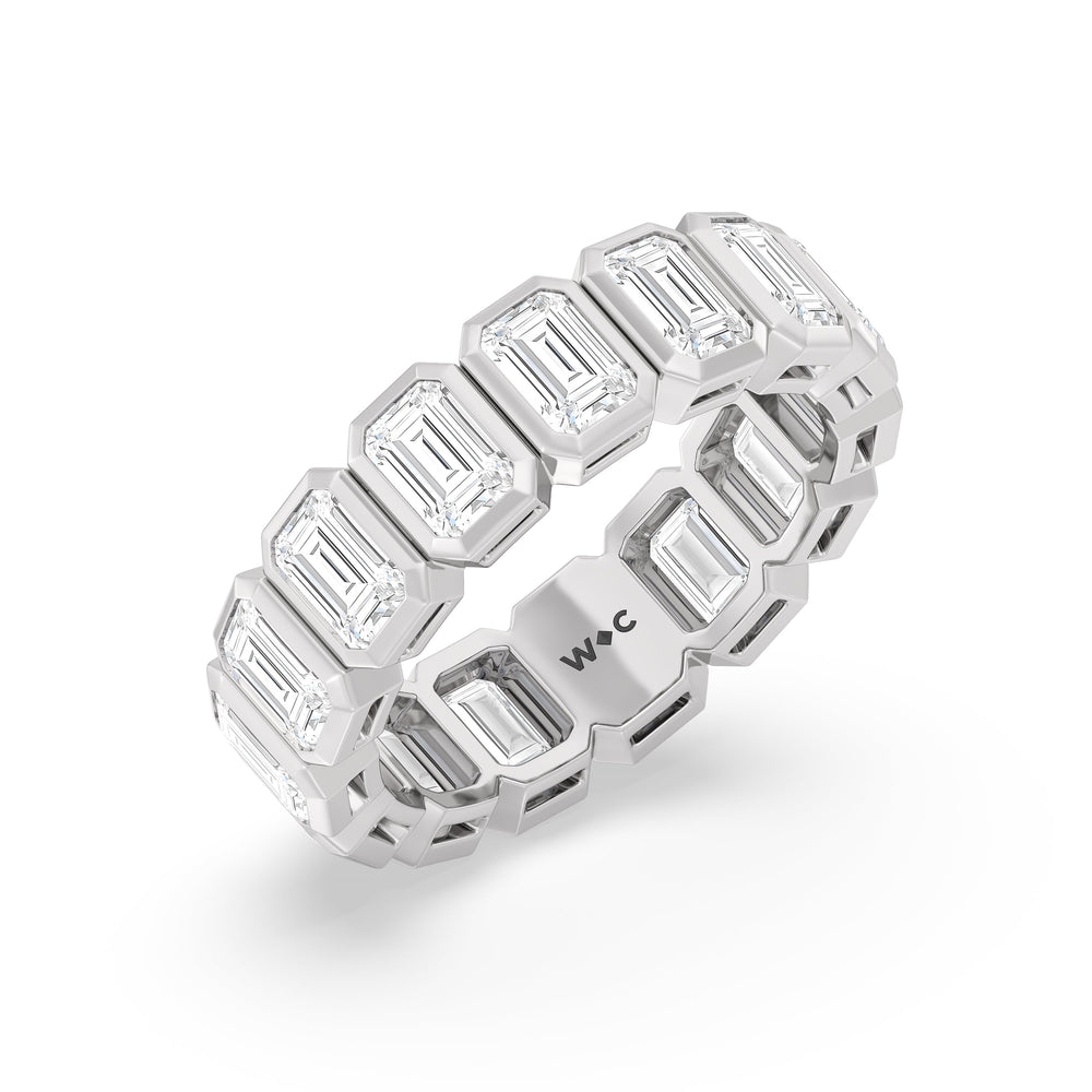 Emerald Bezel Eternity Ring with Platinum / Lab / 5 Cut Diamond in 14KT Platinum / Lab / 5 view 3
