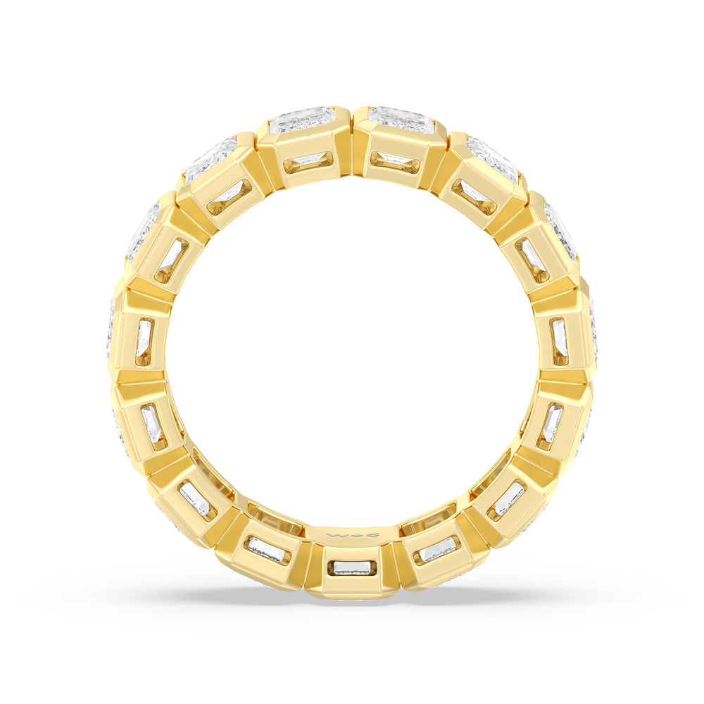 Emerald Bezel Eternity Ring with 18KT Yellow Gold / Lab / 5 Cut Diamond in 14KT Yellow Gold / Lab / 5 view 2
