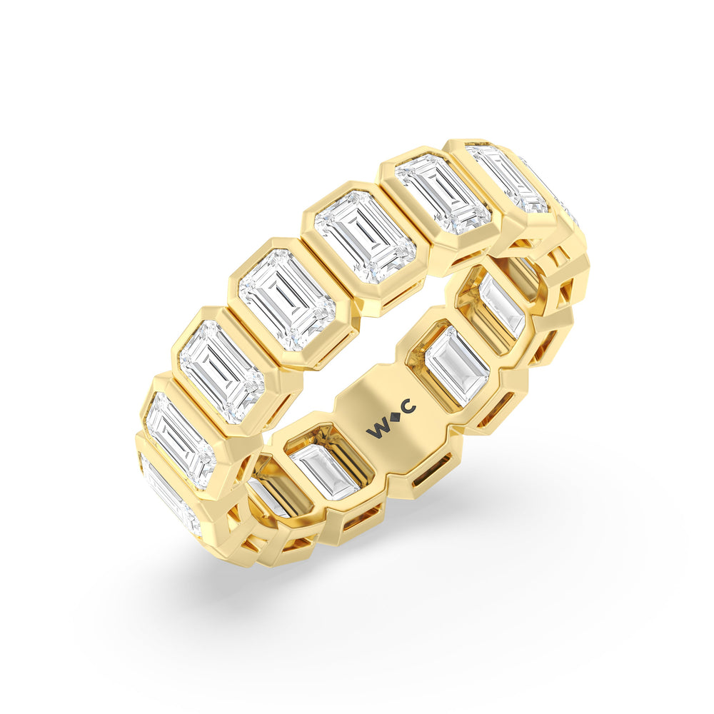 Emerald Bezel Eternity Ring with 18KT Yellow Gold / Lab / 5 Cut Diamond in 14KT Yellow Gold / Lab / 5 view 3
