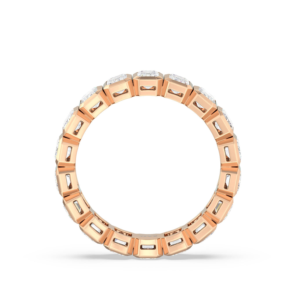 Emerald Bezel Eternity Ring with 18KT Rose Gold / Lab / 3 Cut Diamond in 14KT Rose Gold / Lab / 3 view 2
