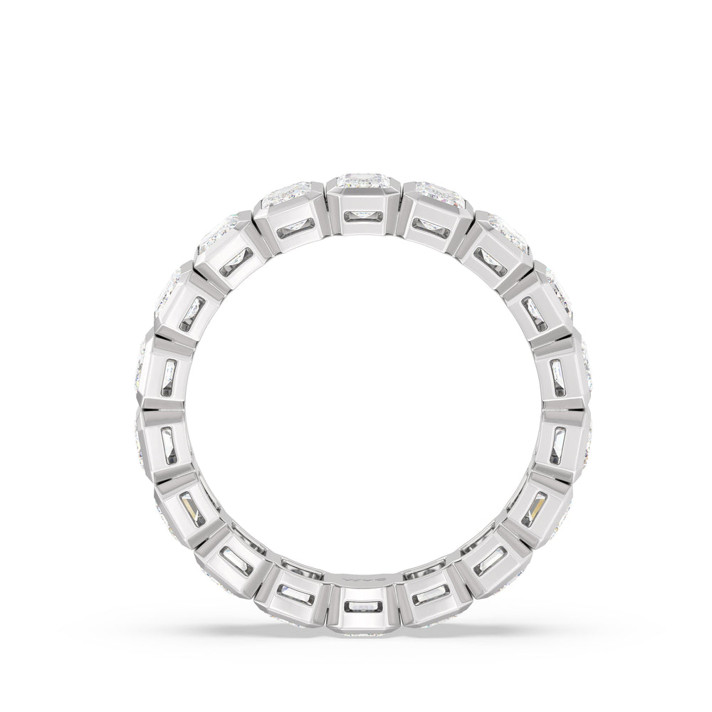 Emerald Bezel Eternity Ring with Platinum / Lab / 3 Cut Diamond in 14KT Platinum / Lab / 3 view 2

