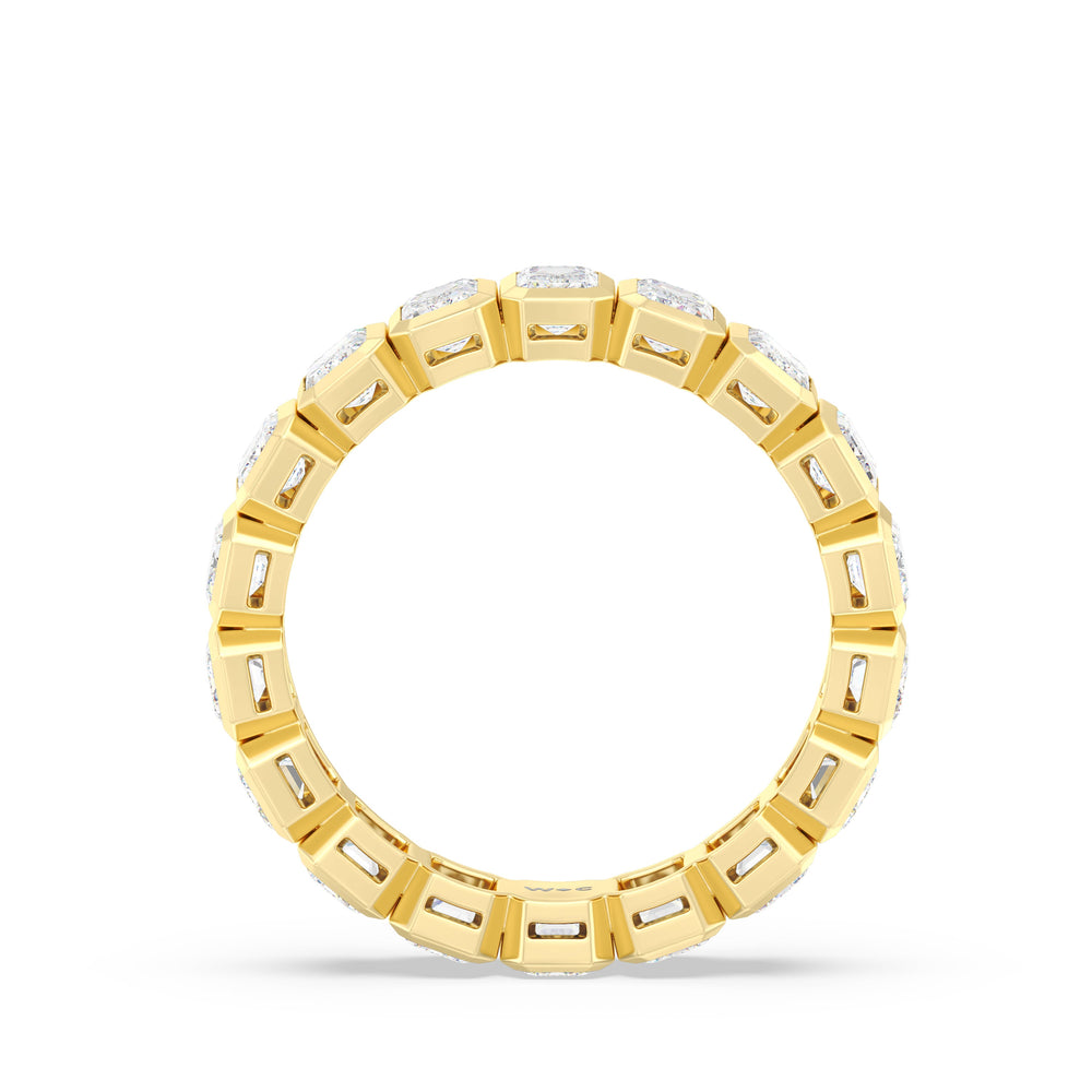 Emerald Bezel Eternity Ring with 18KT Yellow Gold / Lab / 3 Cut Diamond in 14KT Yellow Gold / Lab / 3 view 2
