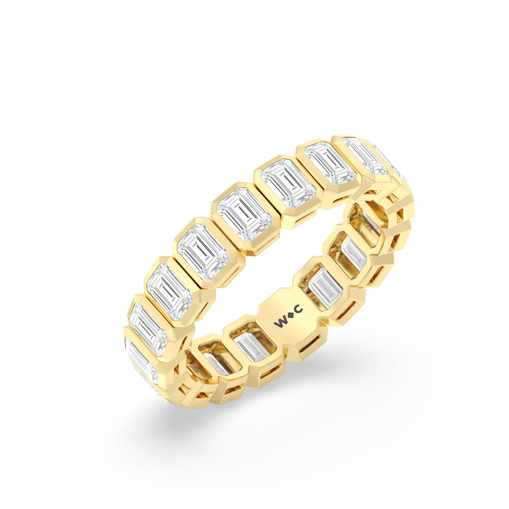 Emerald Bezel Eternity Ring with 18KT Yellow Gold / Lab / 3 Cut Diamond in 14KT Yellow Gold / Lab / 3 view 3
