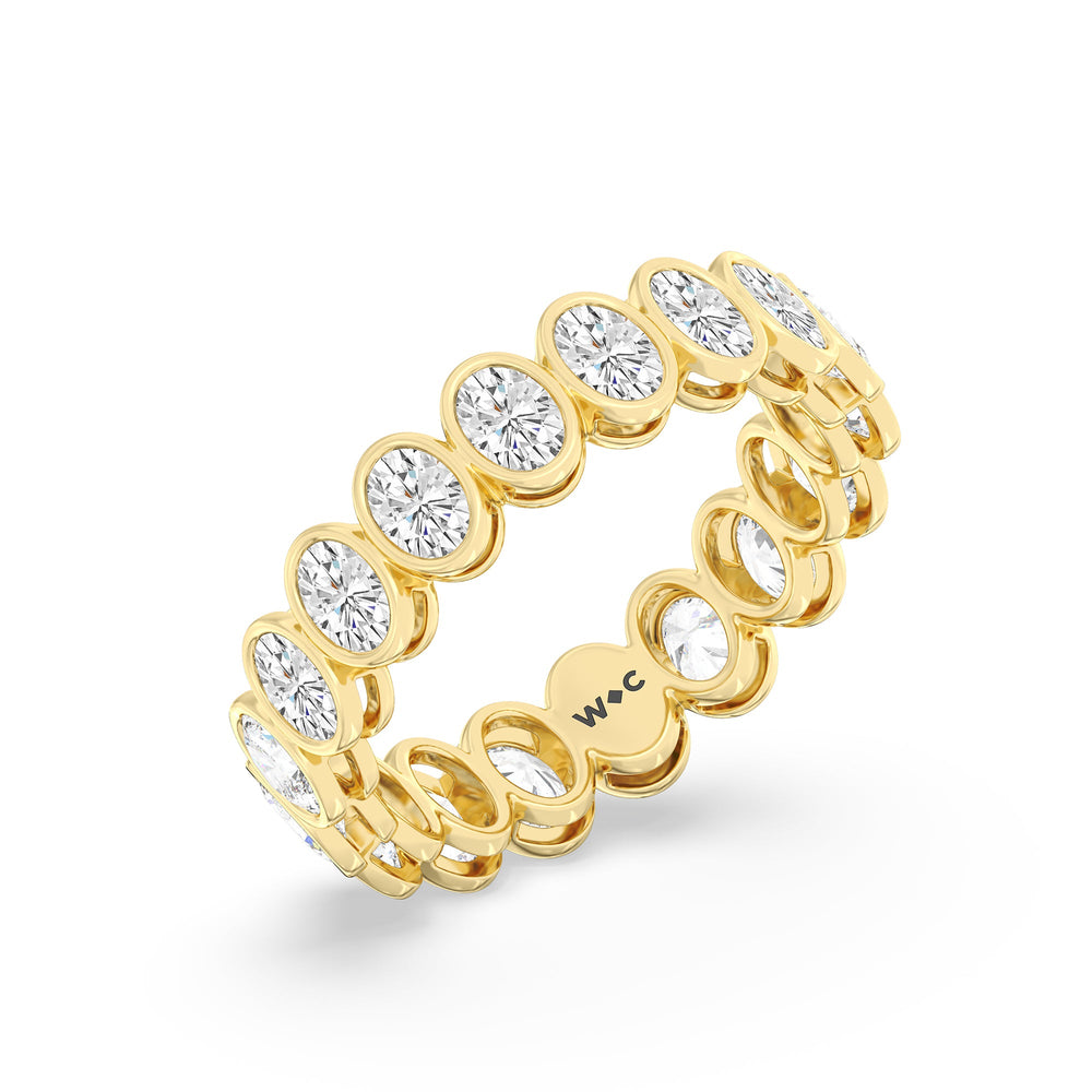 Oval Bezel Eternity Ring with 18KT Yellow Gold / Lab / 3 Cut Diamond in 14KT Yellow Gold / Lab / 3 view 3
