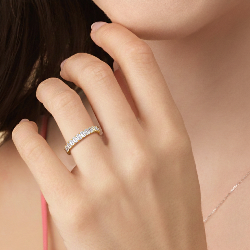 Gemini Half & Half Eternity Band (E+ VS+) with Platinum / Lab / 3 Cut Diamond in 14KT Platinum / Lab / 3 view 3
