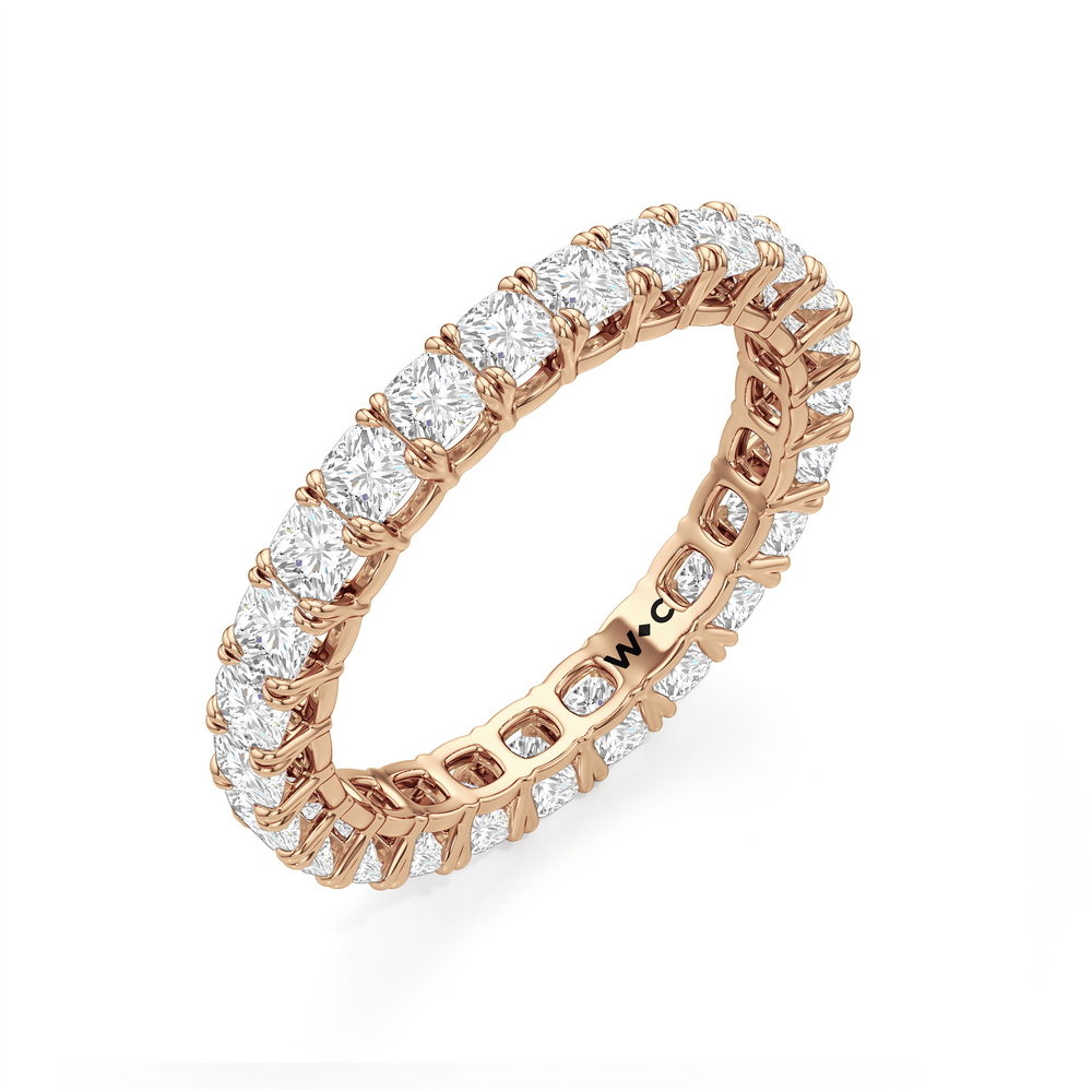 Classic Cushion Eternity Ring (F+ SI+) with 18KT Rose Gold / Lab / 3 Cut Diamond in 14KT Rose Gold / Lab / 3 view 5
