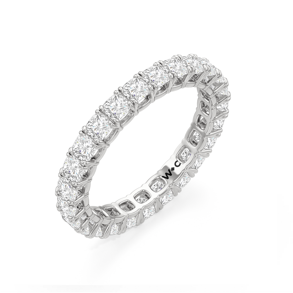Premium Cushion Eternity Ring (E+ VS+) with Platinum / Lab / 3 Cut Diamond in 14KT Platinum / Lab / 3 view 5
