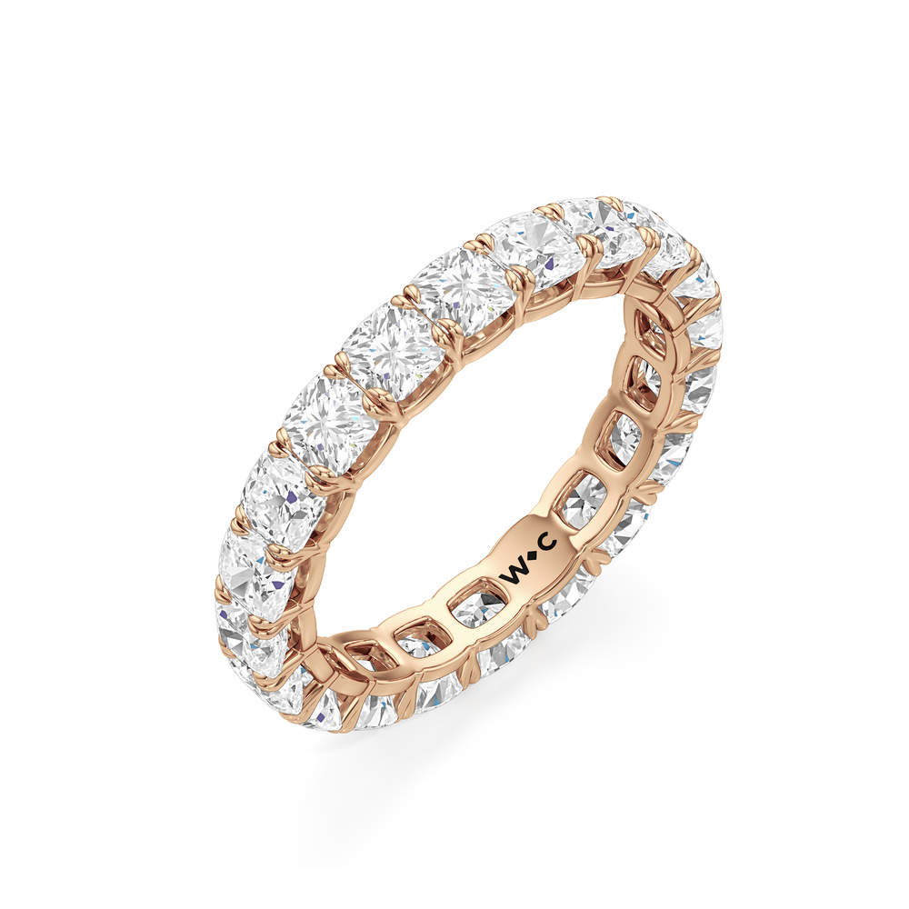Classic Cushion Eternity Ring (F/G SI+) with 18KT Rose Gold / Lab / 4 Cut Diamond in 14KT Rose Gold / Lab / 4 view 5

