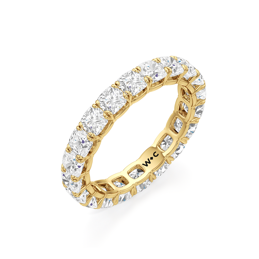 Classic Cushion Eternity Ring (F/G SI+) with 18KT Yellow Gold / Lab / 4 Cut Diamond in 14KT Yellow Gold / Lab / 4 view 5

