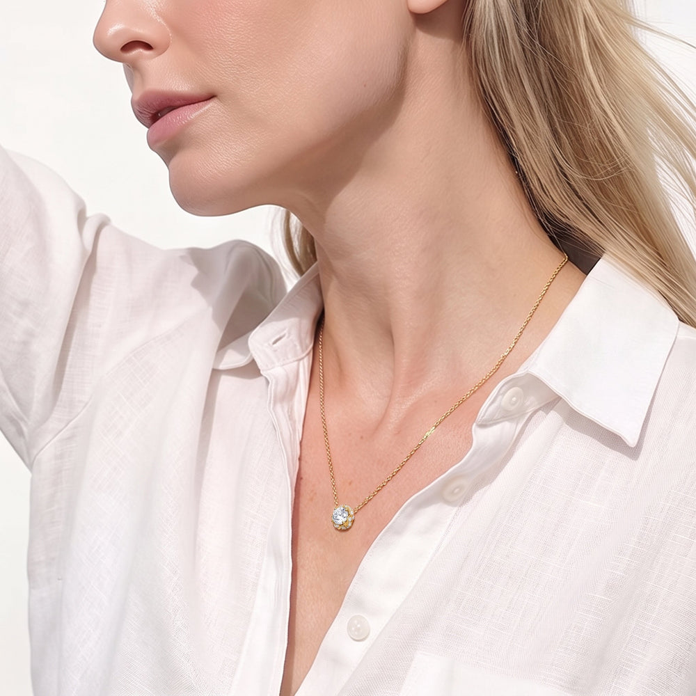 The Roosevelt Grand Necklace with 14KT Yellow Gold / Lab / 2 3/8 Cut Diamond in 14KT Yellow Gold / Lab / 2 3/8 view 3
