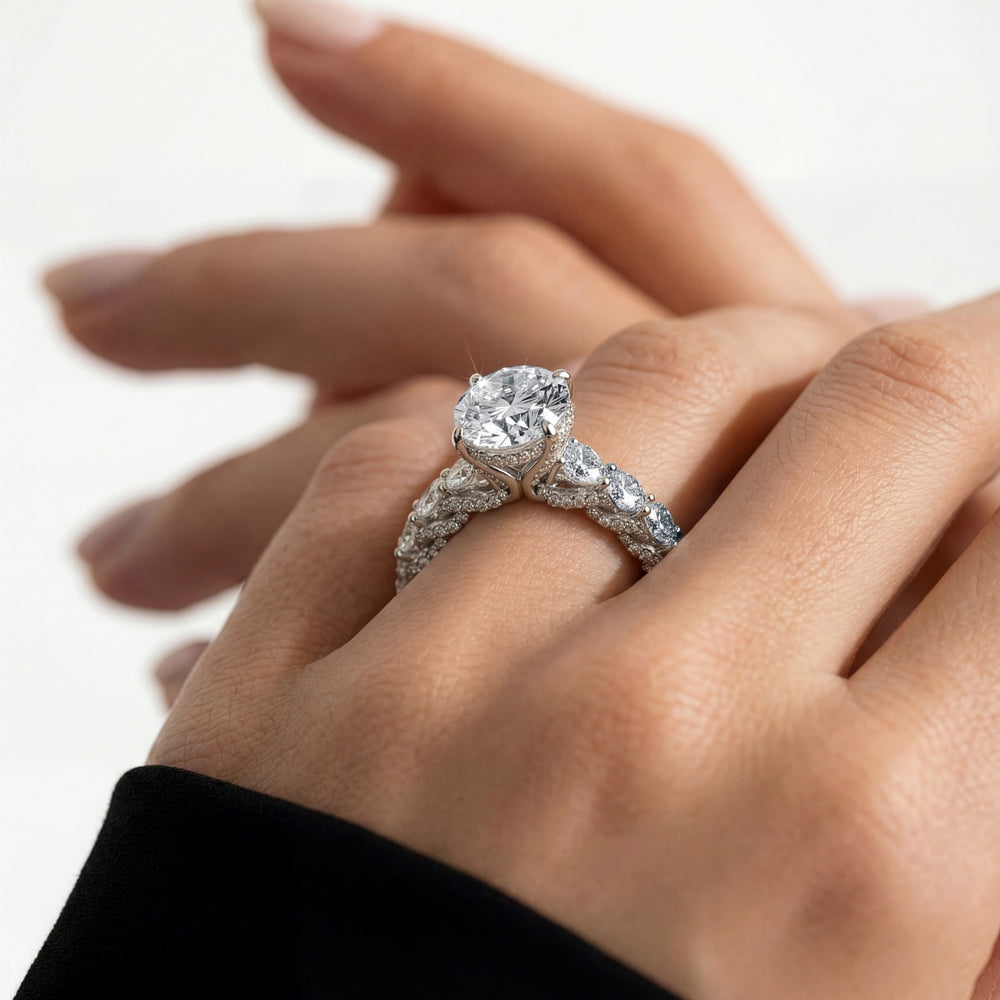 Marquise Cut The Roosevelt Ring with Lab Grown Diamond in 14KT Platinum view 3
