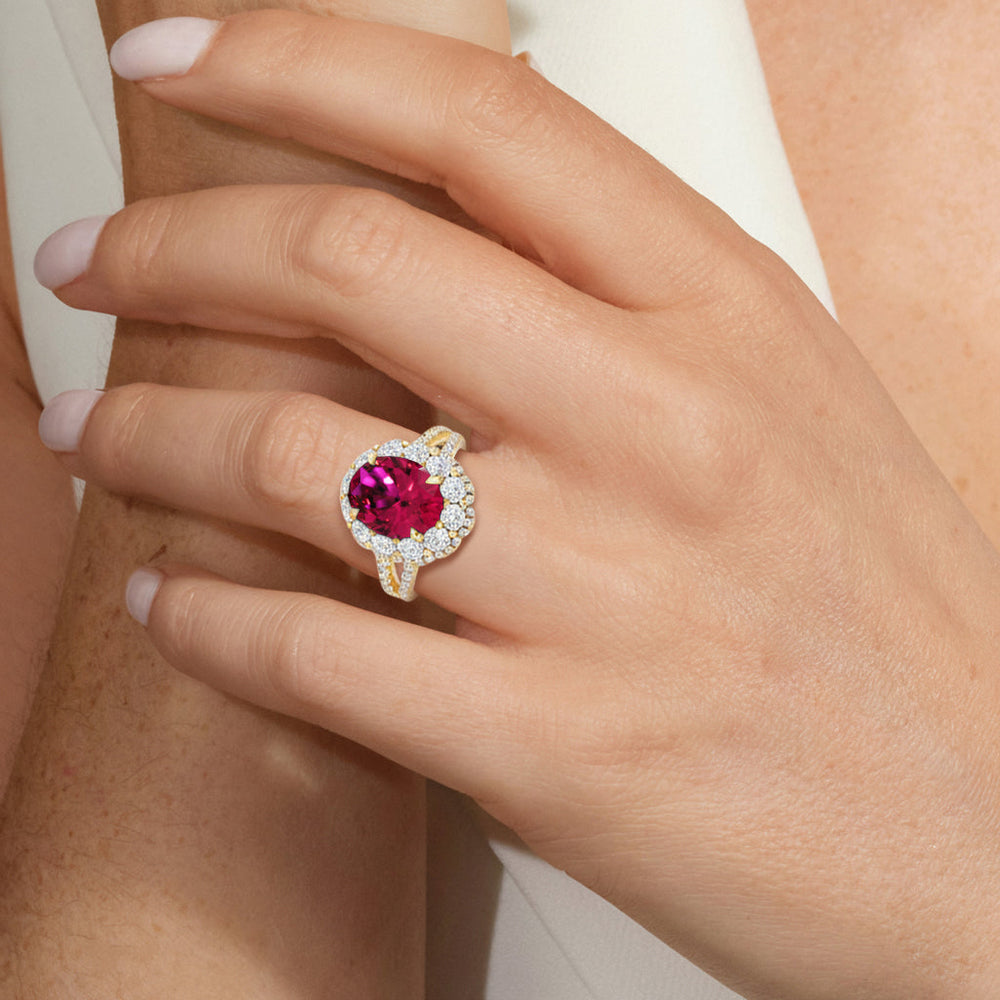 The Esmer Ring with Created Ruby Cut Diamond in 14KT Platinum view 4
