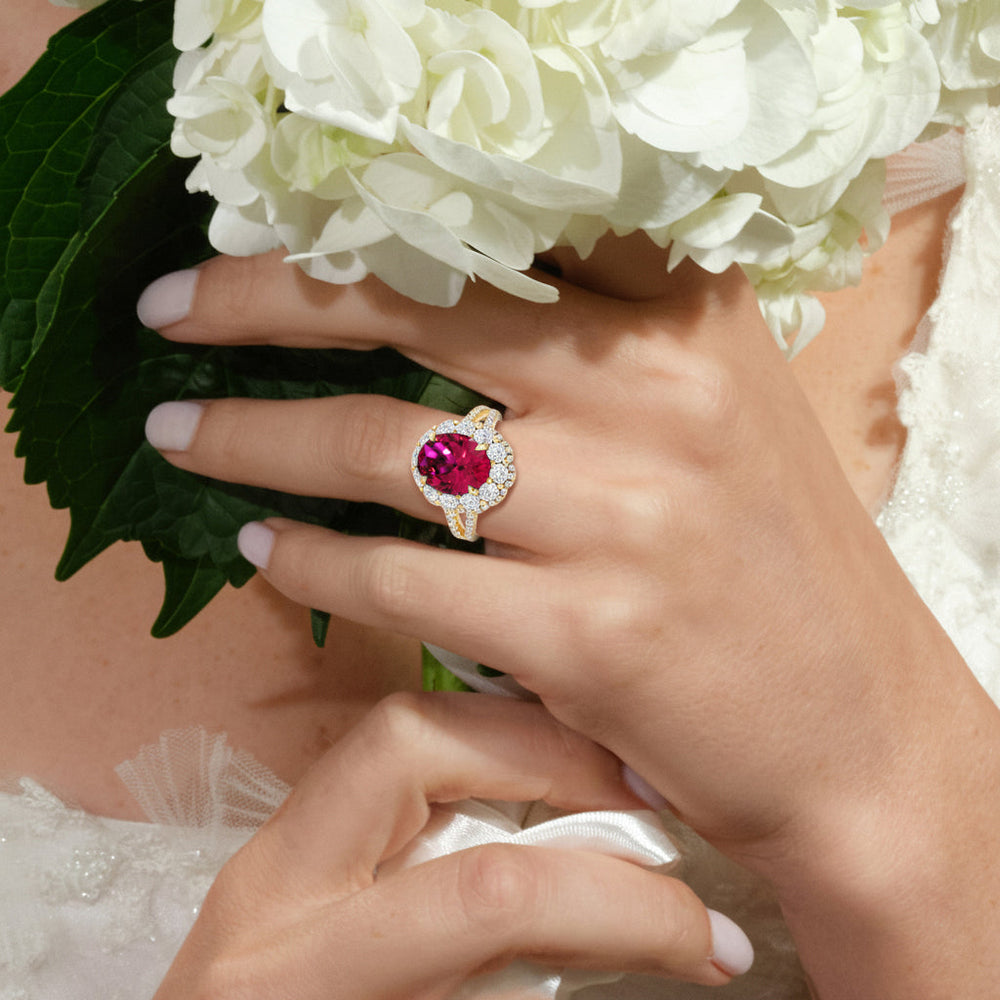The Esmer Ring with Created Ruby Cut Diamond in 14KT Platinum view 5
