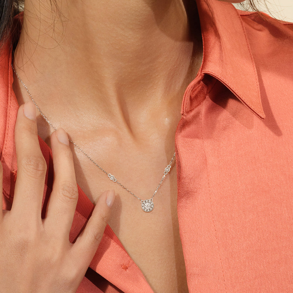 Composite Diamond Station Fashion Necklace with 14KT White Gold / Lab / 1/4 Cut Diamond in 14KT White Gold / Lab / 1/4 view 3
