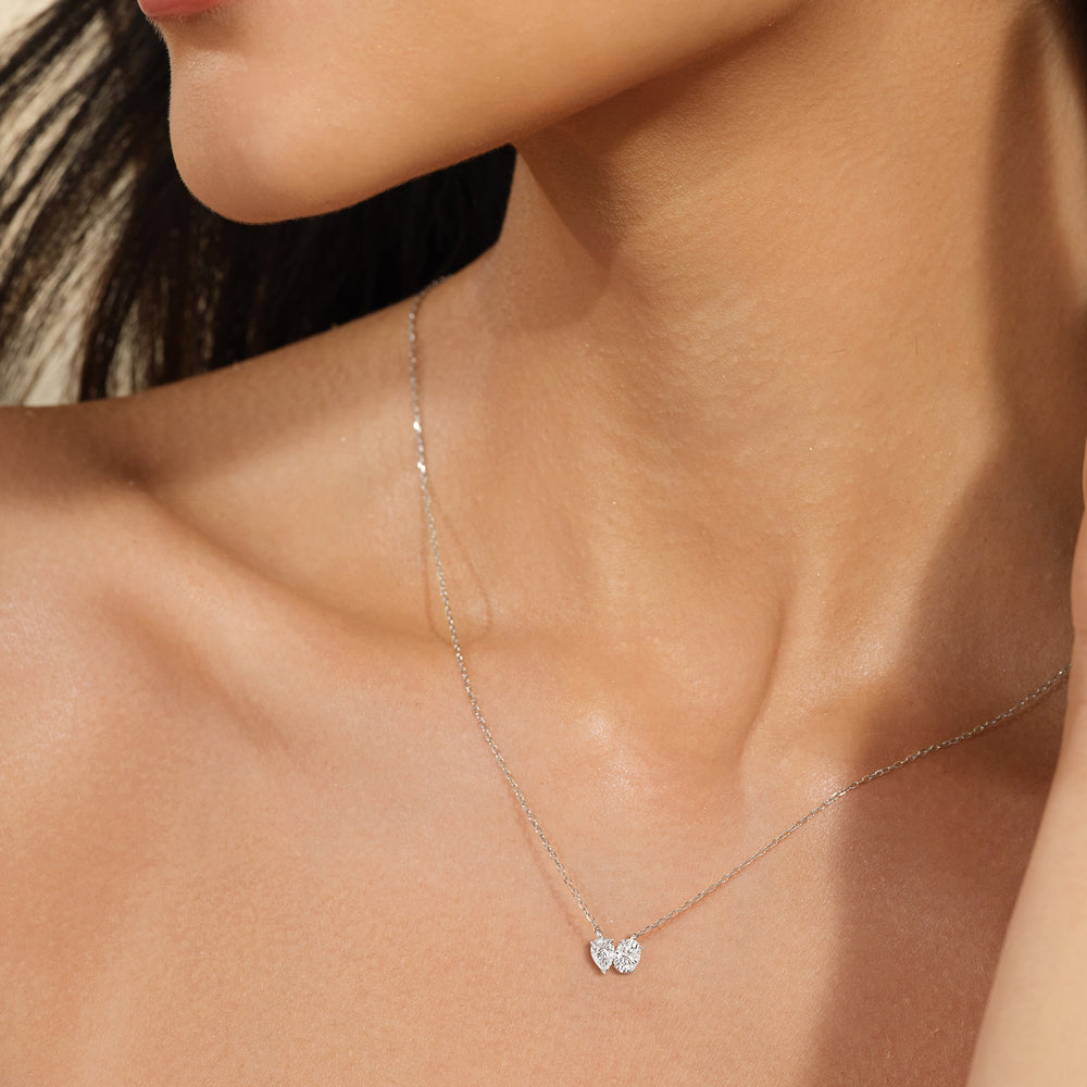 Model Wearing Toi et Moi Pear Oval Necklace view