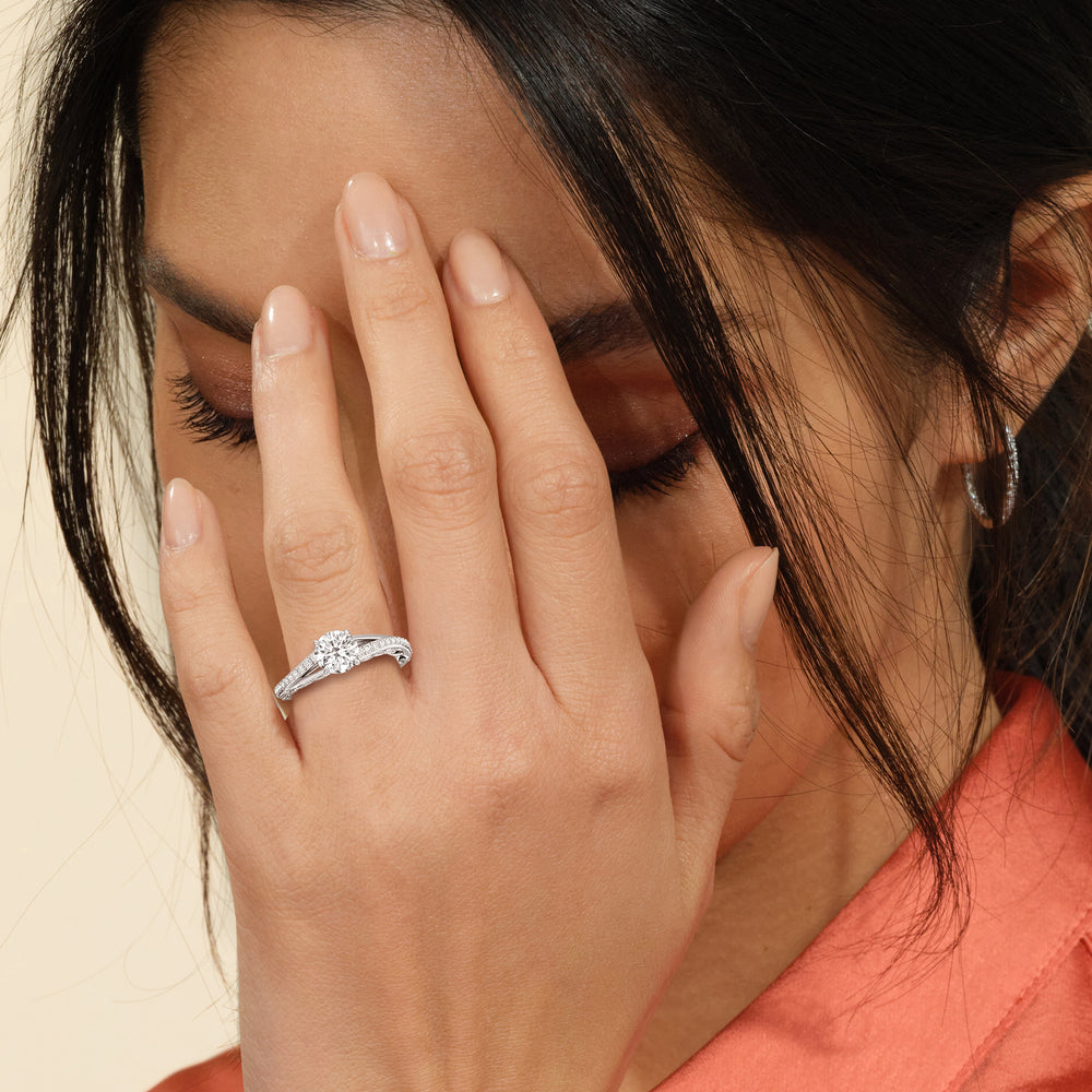 Model Wearing Galleria Vintage Filigree Engagement Ring view