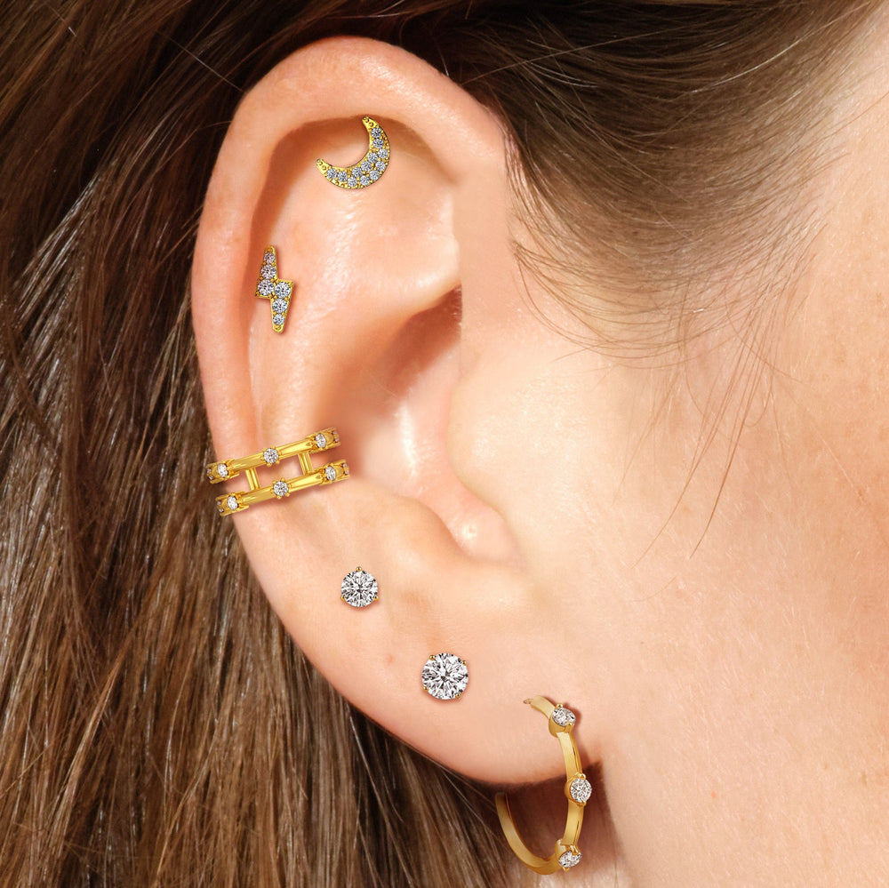 Bolt Flatback Studs with 14KT White Gold / Right Cut Diamond in 14KT White Gold / Right view 2

