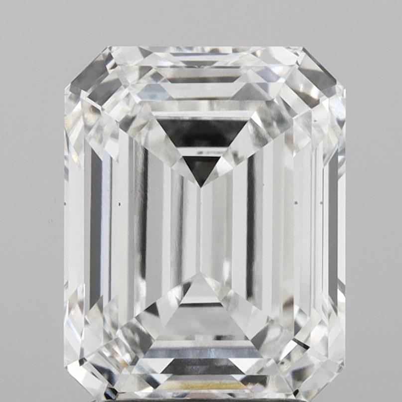 2.51 Carat Emerald Lab Diamond with  Cut Diamond in 14KT  view 1
