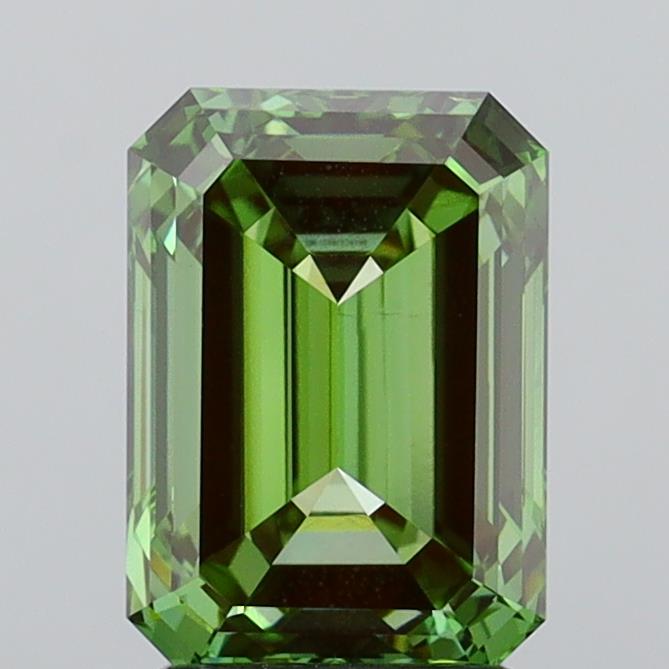 3.09 Carat Emerald Lab Diamond with  Cut Diamond in 14KT  view 1
