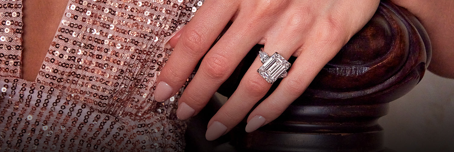 Buy Lab & Natural Diamond Three Stone Engagement Rings
