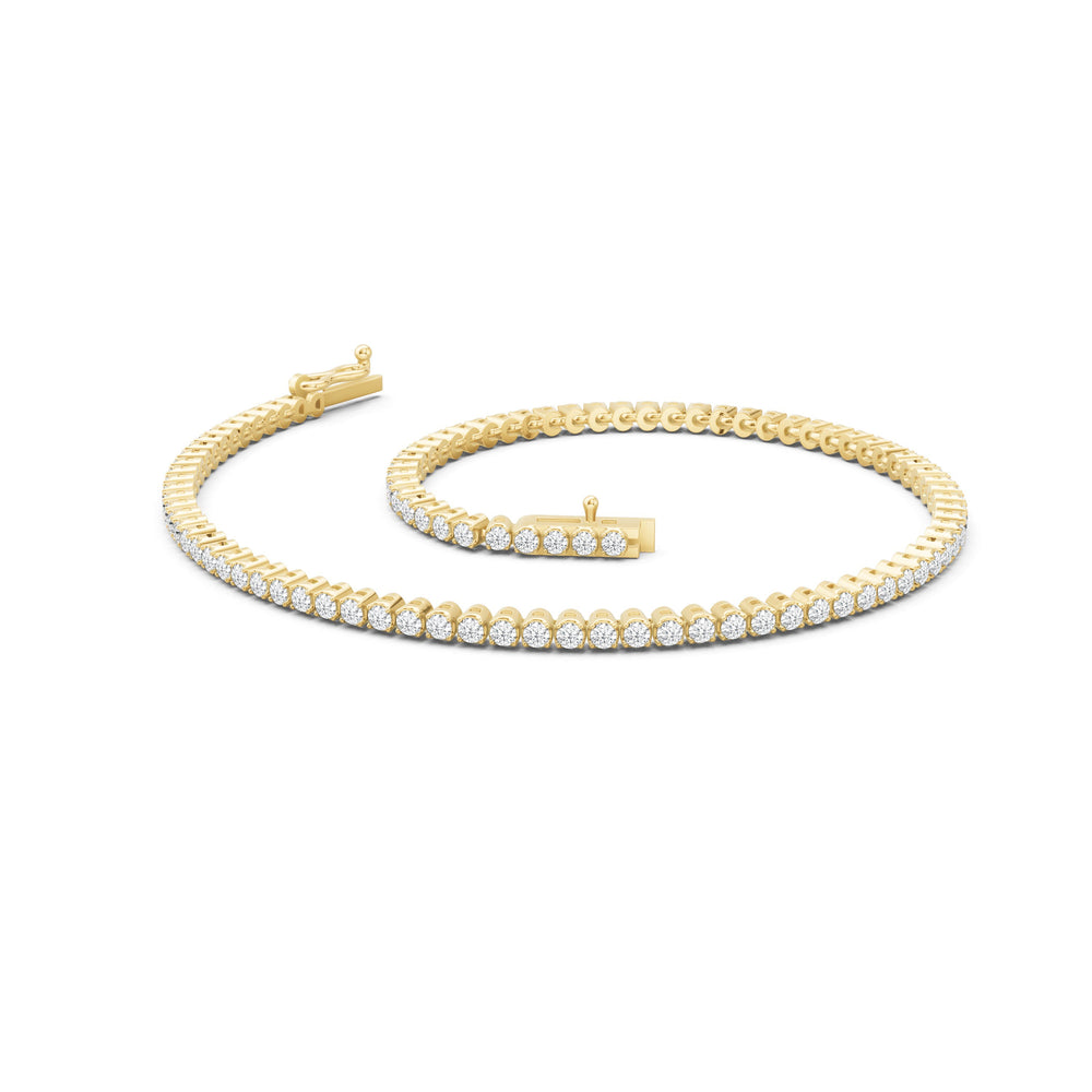 Petite Eternity Diamond Tennis Bracelet with 1 Cut Diamond in 14KT Yellow Gold view 2
