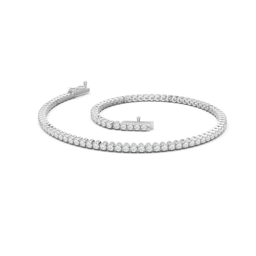 Petite Eternity Diamond Tennis Bracelet with 1 Cut Diamond in 14KT White Gold view 2
