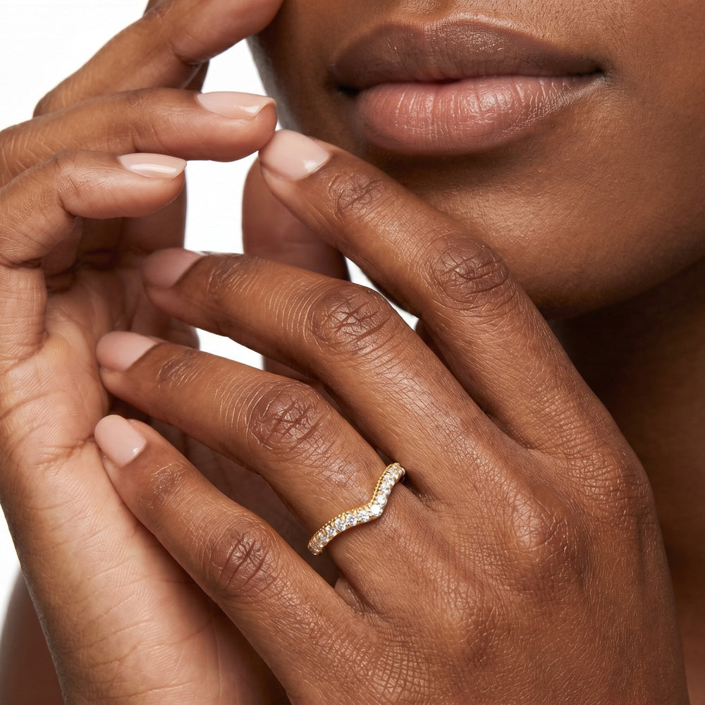 The W Summit Diamond Wedding Band with Platinum Cut Diamond in 14KT Platinum view 2
