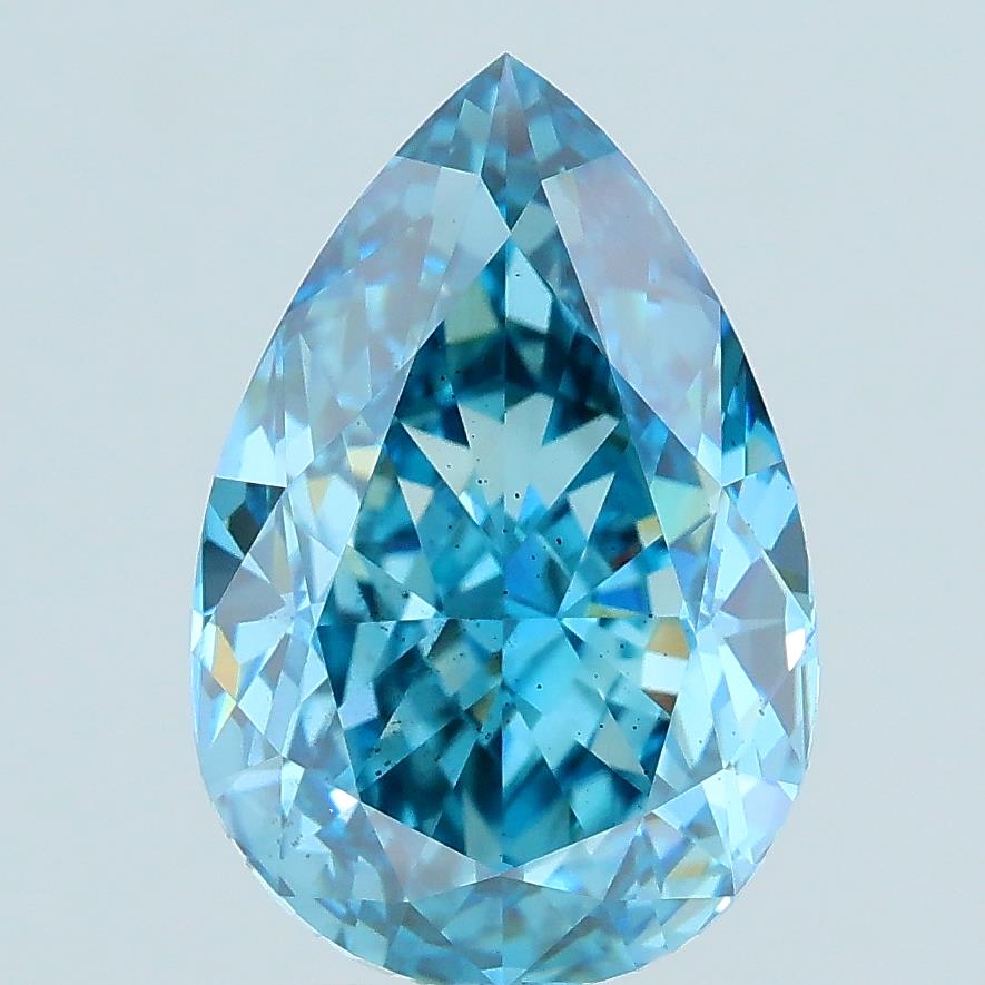 3.47 Carat Pear Lab Diamond with  Cut Diamond in 14KT  view 1
