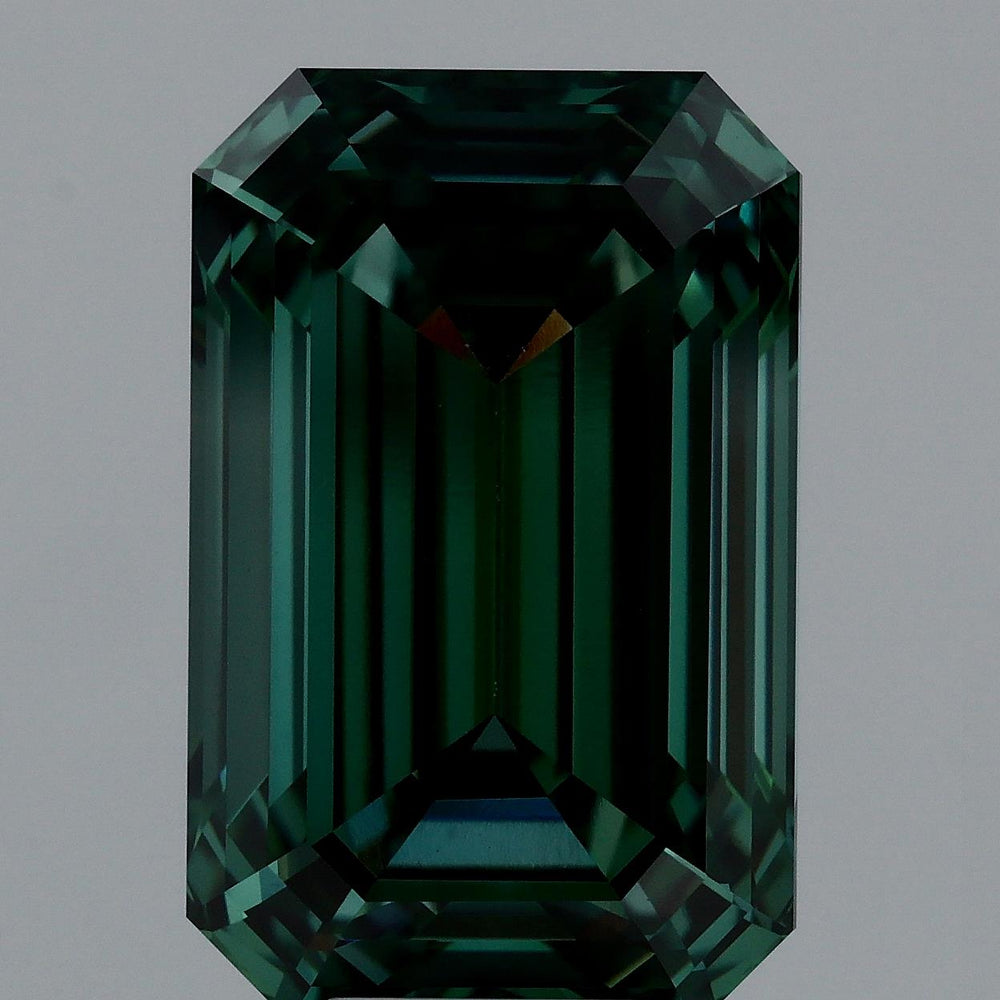 8.0 Carat Emerald Lab Diamond with  Cut Diamond in 14KT  view 1
