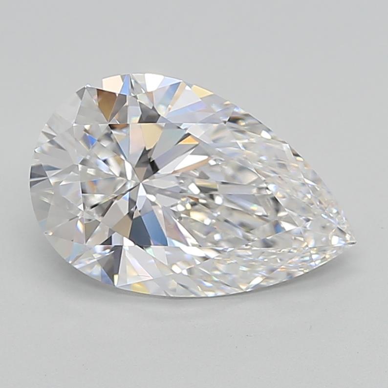 3.05 Carat Pear Lab Diamond with  Cut Diamond in 14KT  view 1
