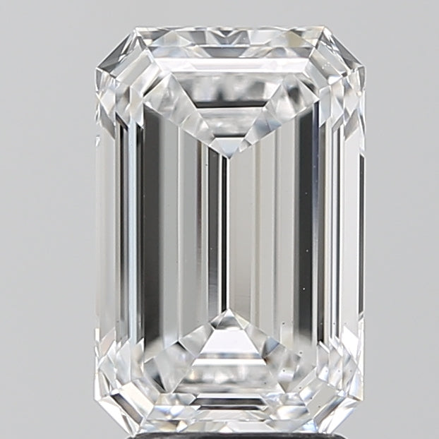 3.0 Carat Emerald Lab Diamond with  Cut Diamond in 14KT  view 1
