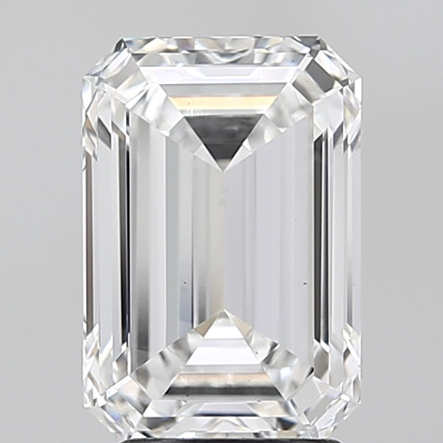 3.0 Carat Emerald Lab Diamond with  Cut Diamond in 14KT  view 1
