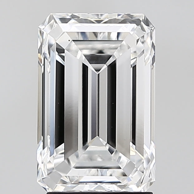 3.0 Carat Emerald Lab Diamond with  Cut Diamond in 14KT  view 1
