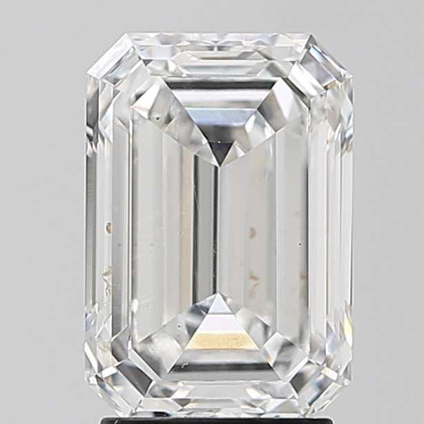 3.0 Carat Emerald Lab Diamond with  Cut Diamond in 14KT  view 1
