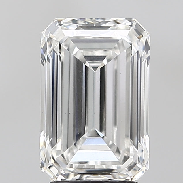 3.0 Carat Emerald Lab Diamond with  Cut Diamond in 14KT  view 1
