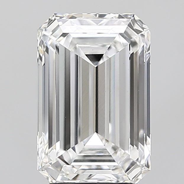 3.0 Carat Emerald Lab Diamond with  Cut Diamond in 14KT  view 1
