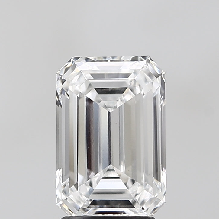 2.47 Carat Emerald Lab Diamond with  Cut Diamond in 14KT  view 1
