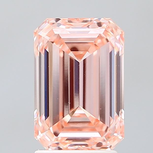 2.72 Carat Emerald Lab Diamond with  Cut Diamond in 14KT  view 1
