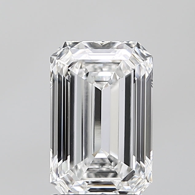 2.05 Carat Emerald Lab Diamond with  Cut Diamond in 14KT  view 1
