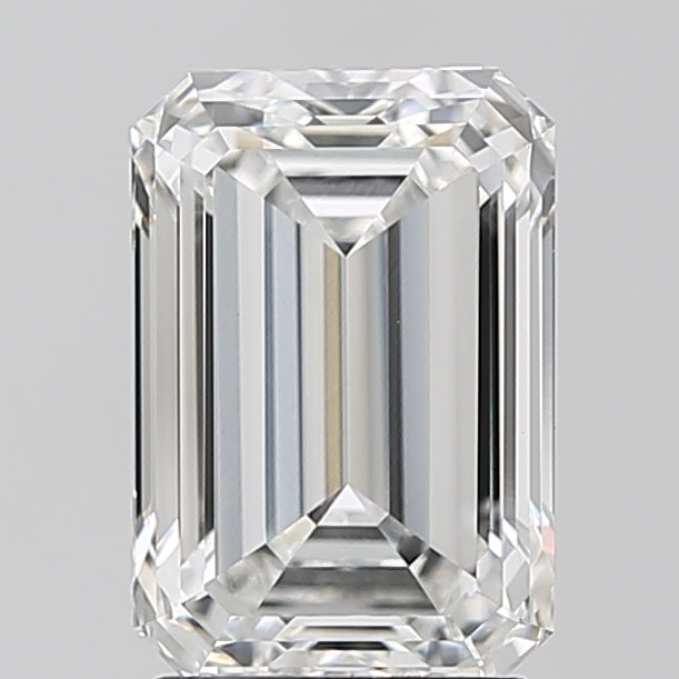 3.0 Carat Emerald Lab Diamond with  Cut Diamond in 14KT  view 1
