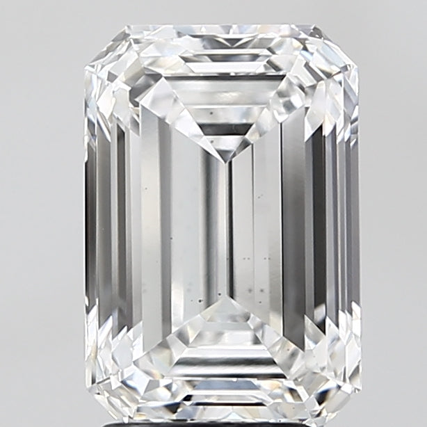 3.37 Carat Emerald Lab Diamond with  Cut Diamond in 14KT  view 1
