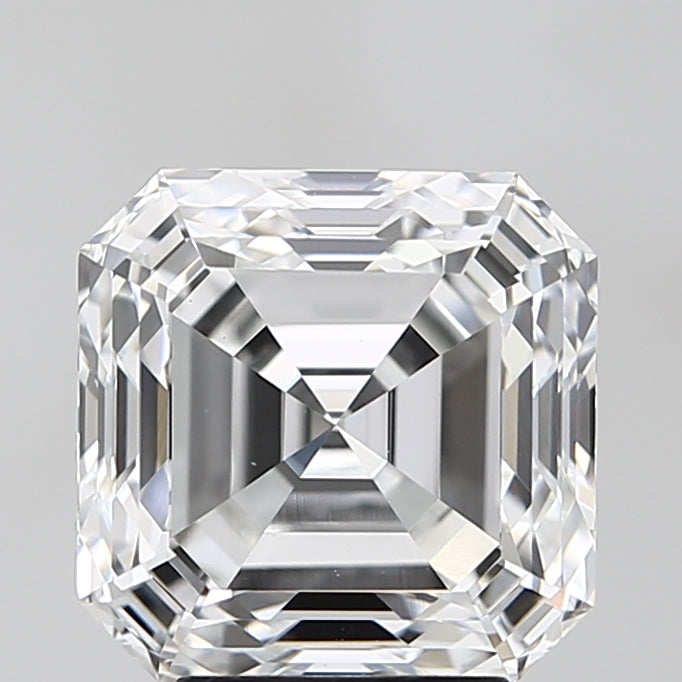 4.8 Carat Asscher Lab Diamond with  Cut Diamond in 14KT  view 1
