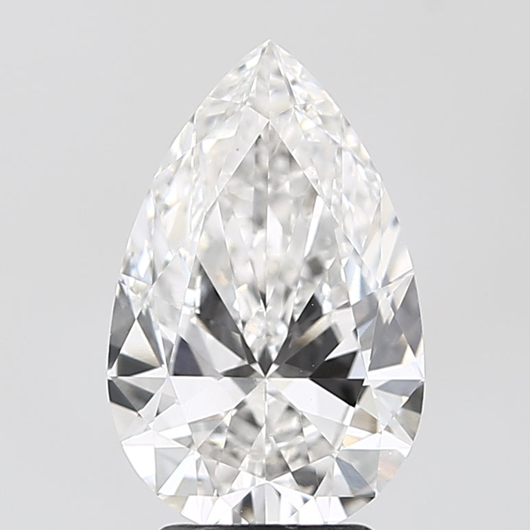 3.01 Carat Pear Lab Diamond with  Cut Diamond in 14KT  view 1
