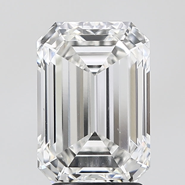 3.04 Carat Emerald Lab Diamond with  Cut Diamond in 14KT  view 1
