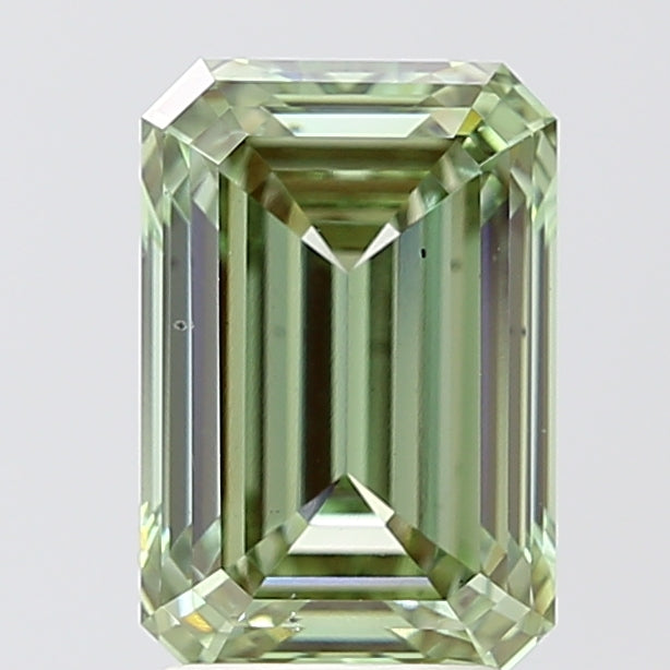 3.02 Carat Emerald Lab Diamond with  Cut Diamond in 14KT  view 1
