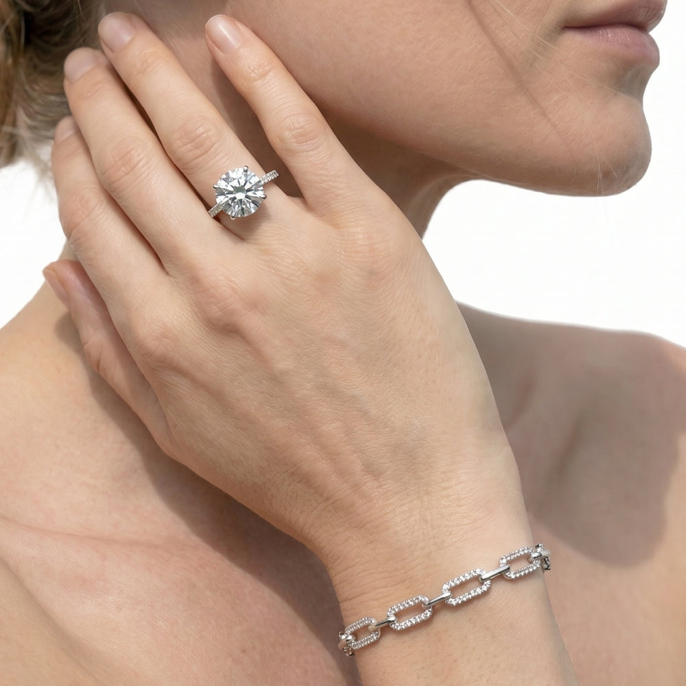 Oval Cut The Cassatt Domed Pave Engagement Ring with Lab Grown Diamond in 14KT Platinum view 3
