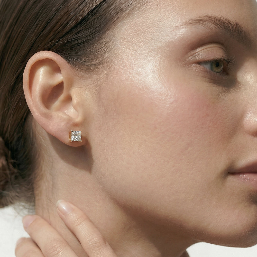 Classic Princess Brilliant Cut Diamond Martini Stud Earrings (F/G VS+) with 14KT Rose Gold / Lab / 2 Cut Diamond in 14KT Rose Gold / Lab / 2 view 2
