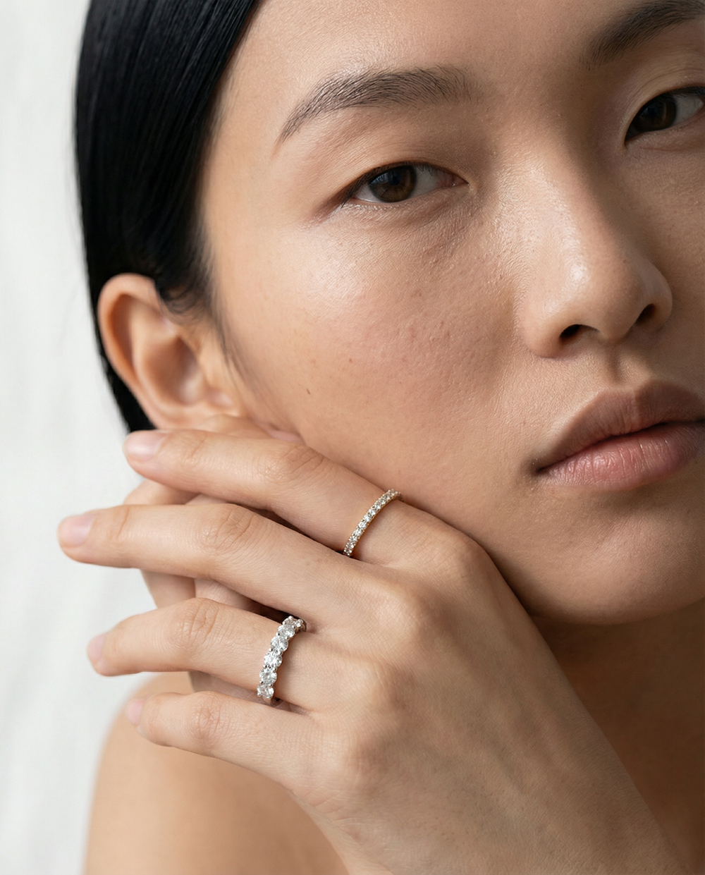 Premium Classic Shared Prong Diamond Eternity Ring (E+ VS+) with 18KT Yellow Gold / Lab / 1 Cut Diamond in 14KT Yellow Gold / Lab / 1 view 6
