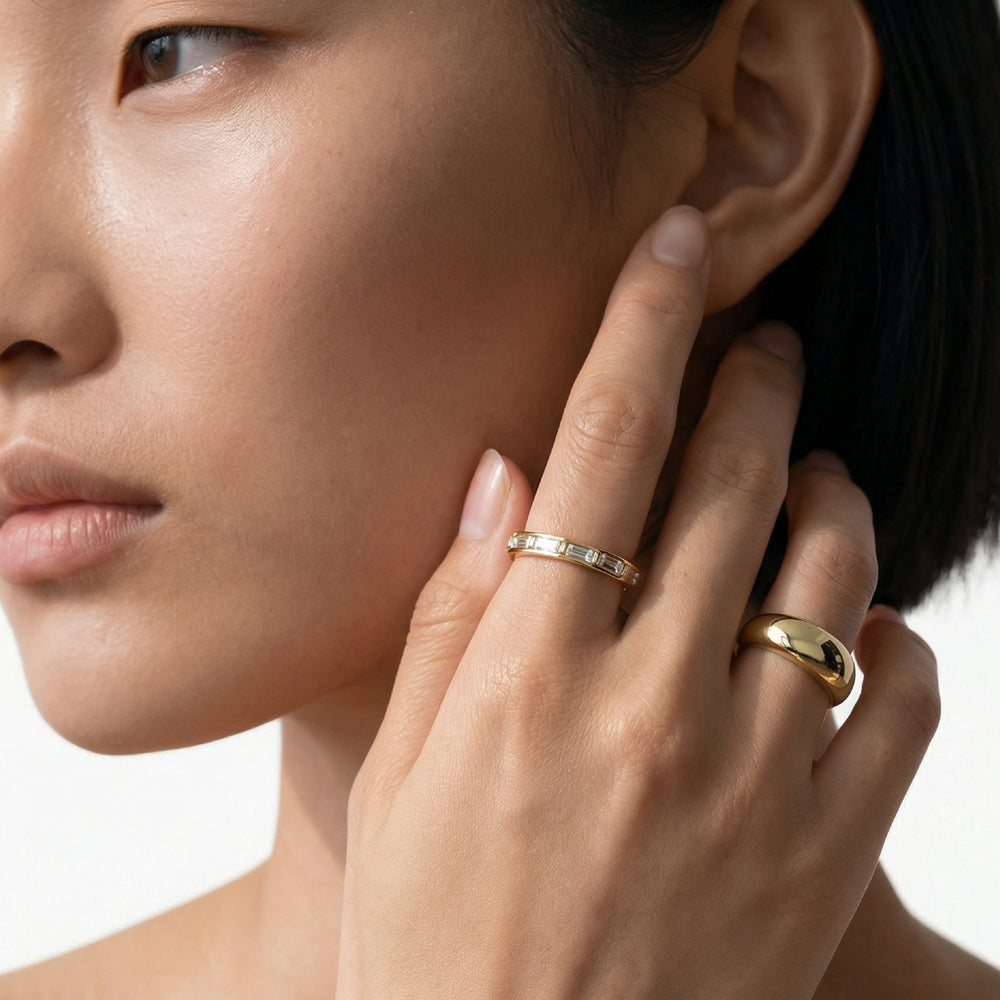 Baguette Diamond East-West Eternity Ring with 18KT Rose Gold / Lab / 1 1/4 Cut Diamond in 14KT Rose Gold / Lab / 1 1/4 view 3
