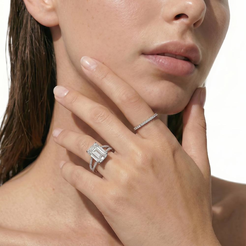 Elegance Split Shank Pave Engagement Ring with Marquise Cut Diamond in 14KT Rose Gold view 3
